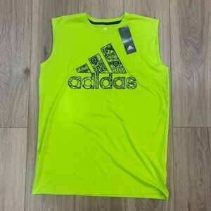 NWT Youth Adidas Green Logo Sleeveless Tank Shirt Size L